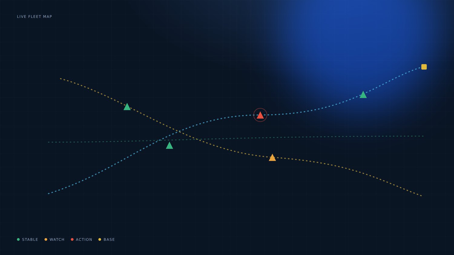Live fleet map with assets driving their routes.